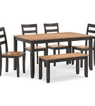 Gesthaven Dining Table with 4 Chairs and Bench (Set of 6)-Natural/Brown