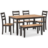 Gesthaven Dining Table with 4 Chairs and Bench (Set of 6)-Natural/Brown