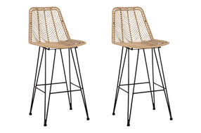 Signature Design by Ashley Angentree Bar Height Bar Stool (Set of 2)-Natural/B