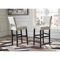 Signature Design by Ashley Leektree Bar Height Bar Stool (Set of 2)-Ivory/Brow