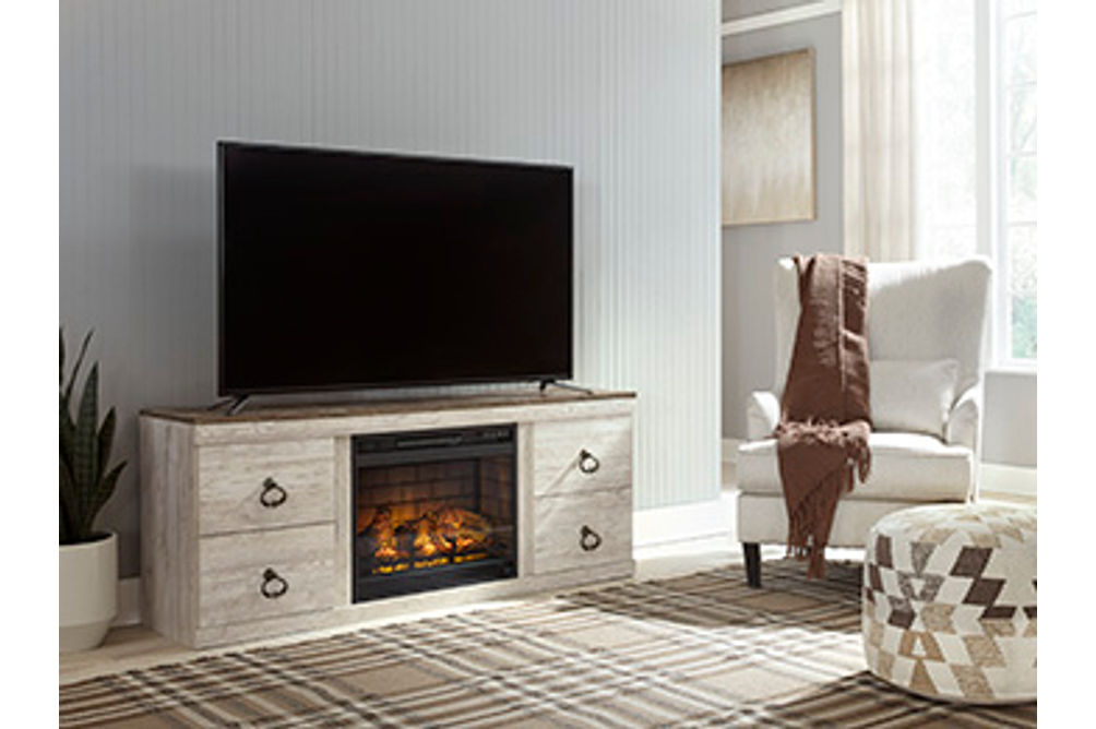 Signature Design by Ashley Willowton TV Stand with Electric Fireplace-Whitewas