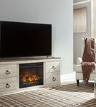 Signature Design by Ashley Willowton TV Stand with Electric Fireplace-Whitewas