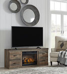 Signature Design by Ashley Trinell TV Stand with Electric Fireplace-Brown