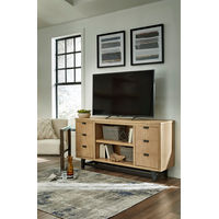 Signature Design by Ashley Freslowe Large TV Stand-Light Brown/Black