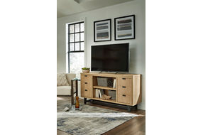 Signature Design by Ashley Freslowe Large TV Stand-Light Brown/Black