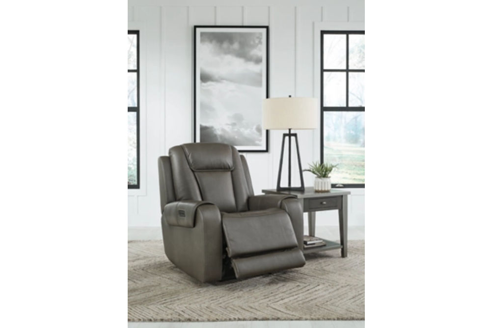 Signature Design by Ashley Card Player Power Recliner-Smoke