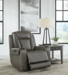 Signature Design by Ashley Card Player Power Recliner-Smoke