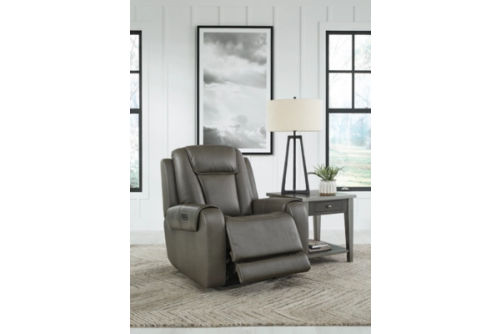 Signature Design by Ashley Card Player Power Recliner-Smoke