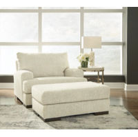 Signature Design by Ashley Caretti Oversized Chair and Ottoman-Parchment