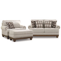 Signature Design by Ashley Harleson Loveseat, Chair, and Ottoman-Wheat