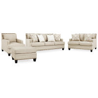 Benchcraft Claredon Sofa, Loveseat, Chair and Ottoman-Linen