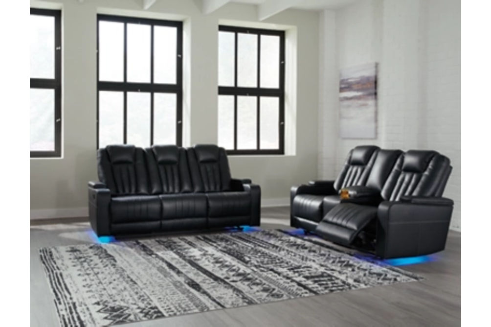 Signature Design by Ashley Center Point Reclining Sofa and Loveseat-Black