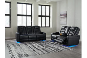 Signature Design by Ashley Center Point Reclining Sofa and Loveseat-Black