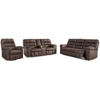 Signature Design by Ashley Derwin Reclining Sofa, Loveseat and Recliner-Nut