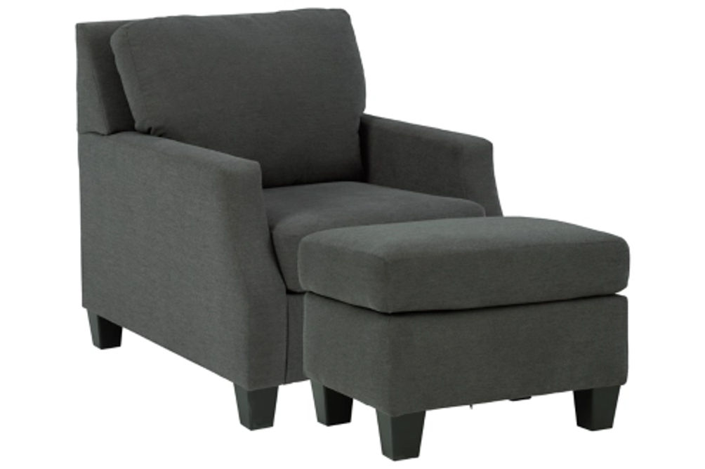 Signature Design by Ashley Bayonne Chair and Ottoman-Charcoal