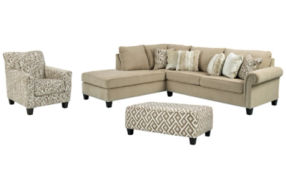 Dovemont 2-Piece Sectional with Chaise, Chair and Ottoman-Putty