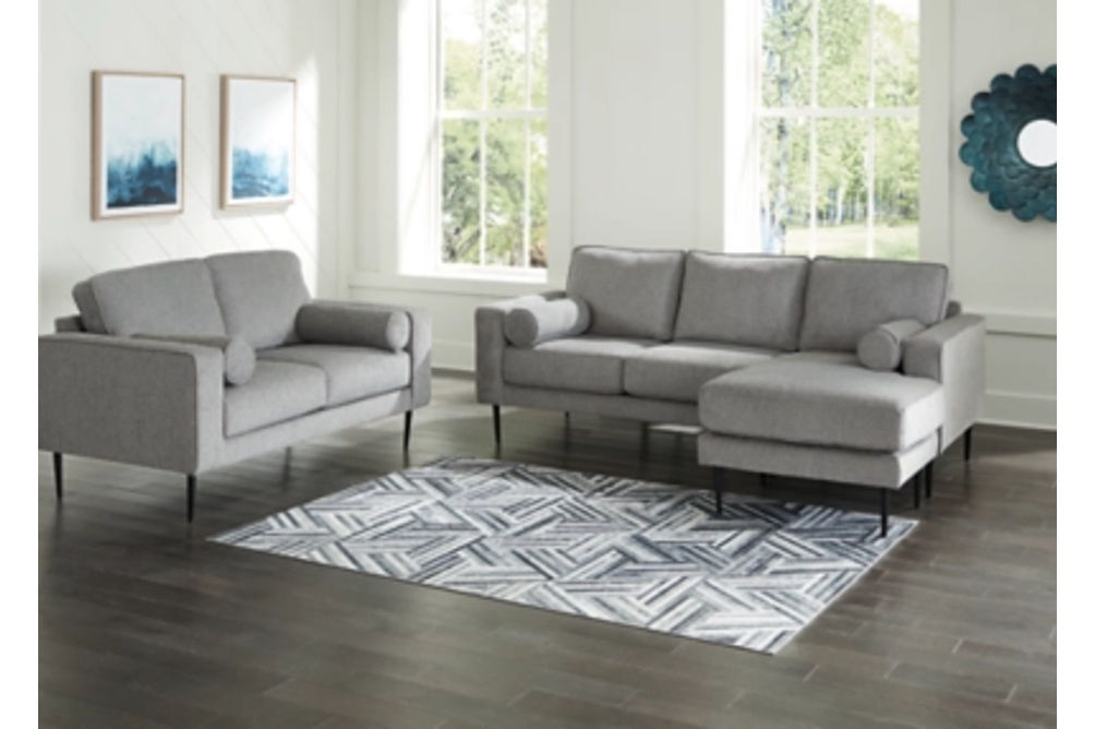 Signature Design by Ashley Hazela Sofa Chaise and Loveseat-Charcoal