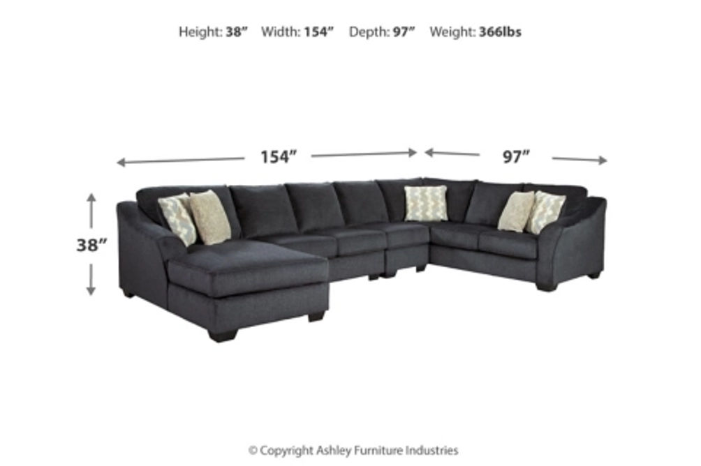 Signature Design by Ashley Eltmann 4-Piece Sectional with Chaise-Slate