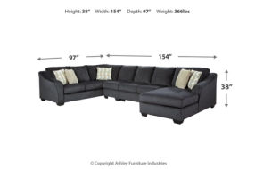 Signature Design by Ashley Eltmann 4-Piece Sectional with Chaise-Slate