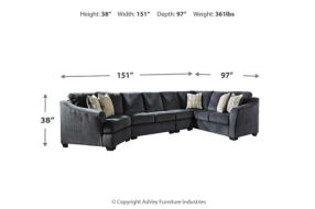 Signature Design by Ashley Eltmann 4-Piece Sectional with Cuddler-Slate