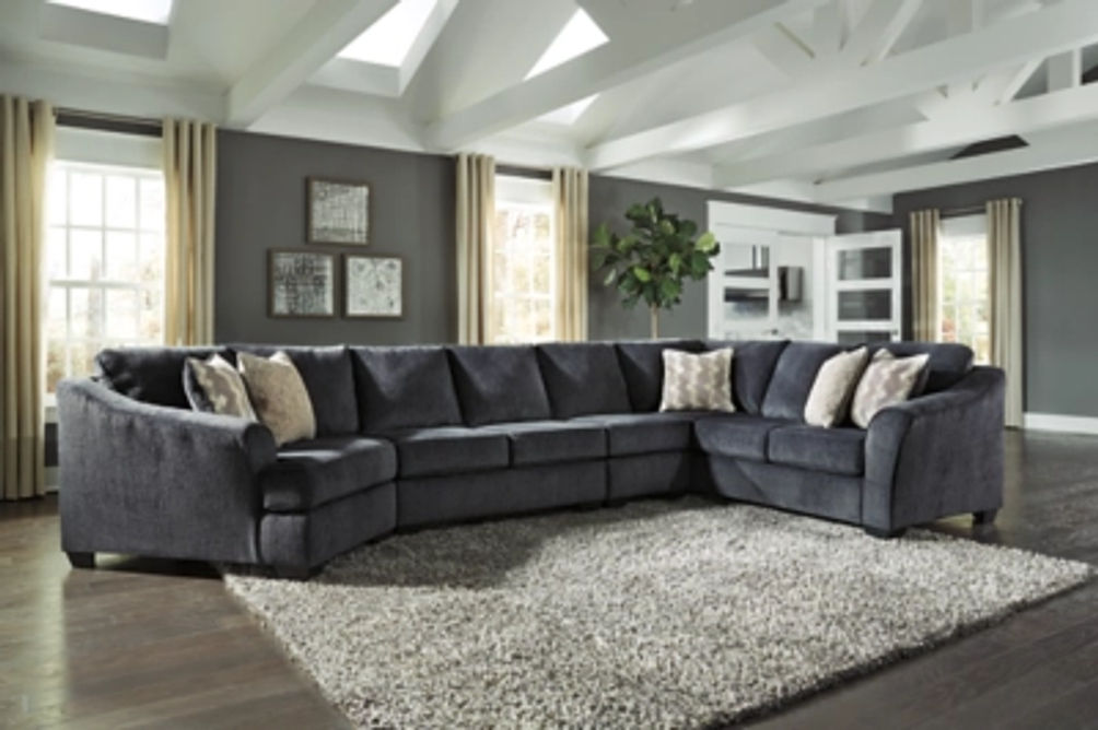 Signature Design by Ashley Eltmann 4-Piece Sectional with Cuddler-Slate