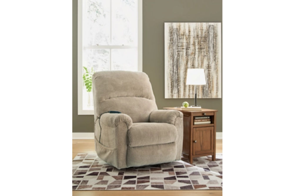 Signature Design by Ashley Shadowboxer Power Lift Recliner-Toast