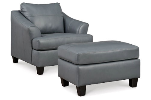 Signature Design by Ashley Genoa Oversized Chair and Ottoman-Steel