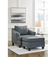 Signature Design by Ashley Genoa Oversized Chair and Ottoman-Steel