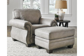 Signature Design by Ashley Olsberg Loveseat, Chair, and Ottoman-Steel