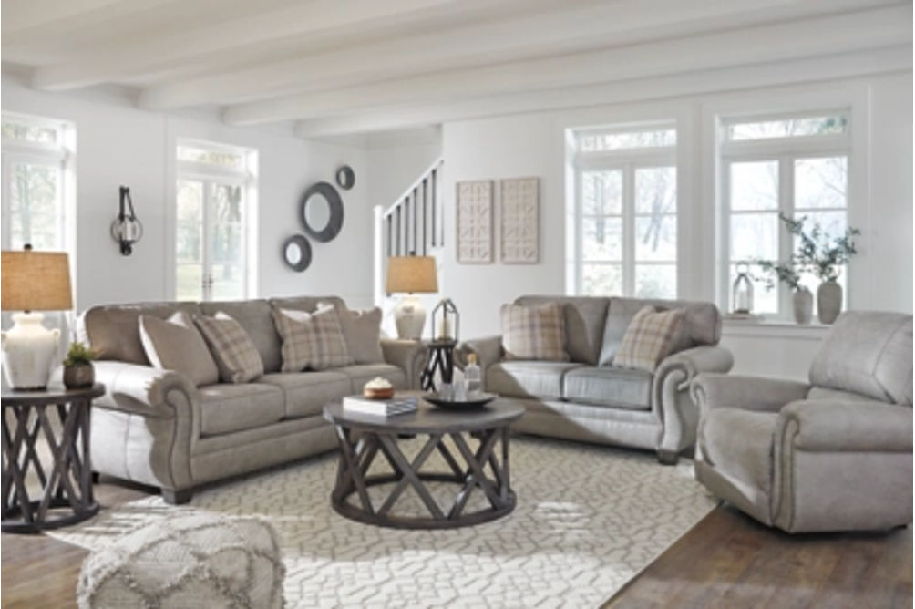 Signature Design by Ashley Olsberg Sofa, Loveseat and Recliner-Steel