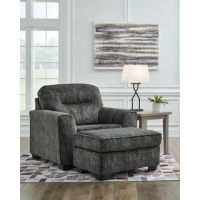 Signature Design by Ashley Lonoke Oversized Chair and Ottoman-Gunmetal