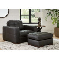 Signature Design by Ashley Luigi Oversized Chair and Ottoman-Thunder