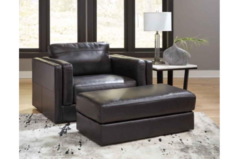 Signature Design by Ashley Amiata Oversized Chair and Ottoman-Onyx