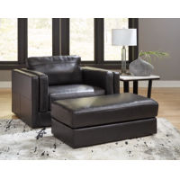 Signature Design by Ashley Amiata Oversized Chair and Ottoman-Onyx