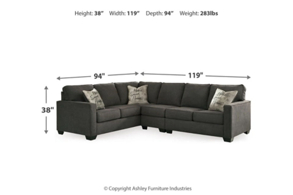 Signature Design by Ashley Lucina 3-Piece Sectional with Ottoman-Charcoal