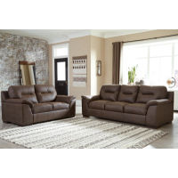 Signature Design by Ashley Maderla Sofa and Loveseat-Walnut