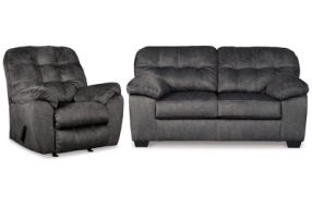 Signature Design by Ashley Accrington Loveseat and Recliner-Granite