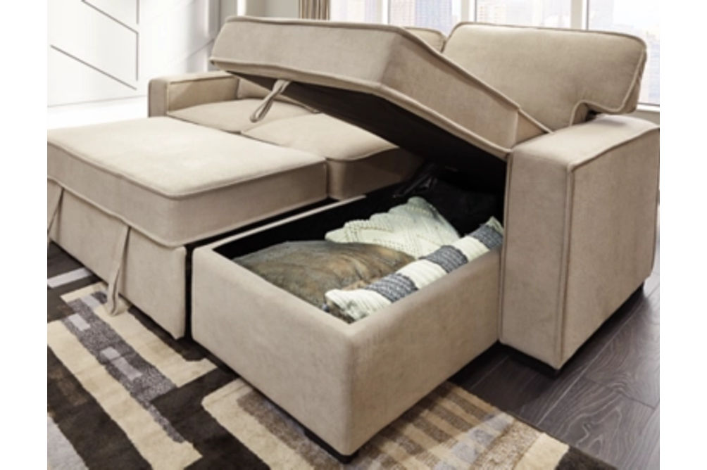 Darton Chaise & Pop Up Bed W/ Storage, Beige