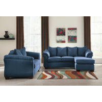 Signature Design by Ashley Darcy Sofa Chaise and Loveseat-Blue