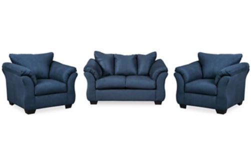 Signature Design by Ashley Darcy Loveseat and 2 Chairs-Blue