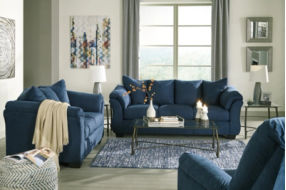 Signature Design by Ashley Darcy Sofa, Loveseat and Recliner-Blue