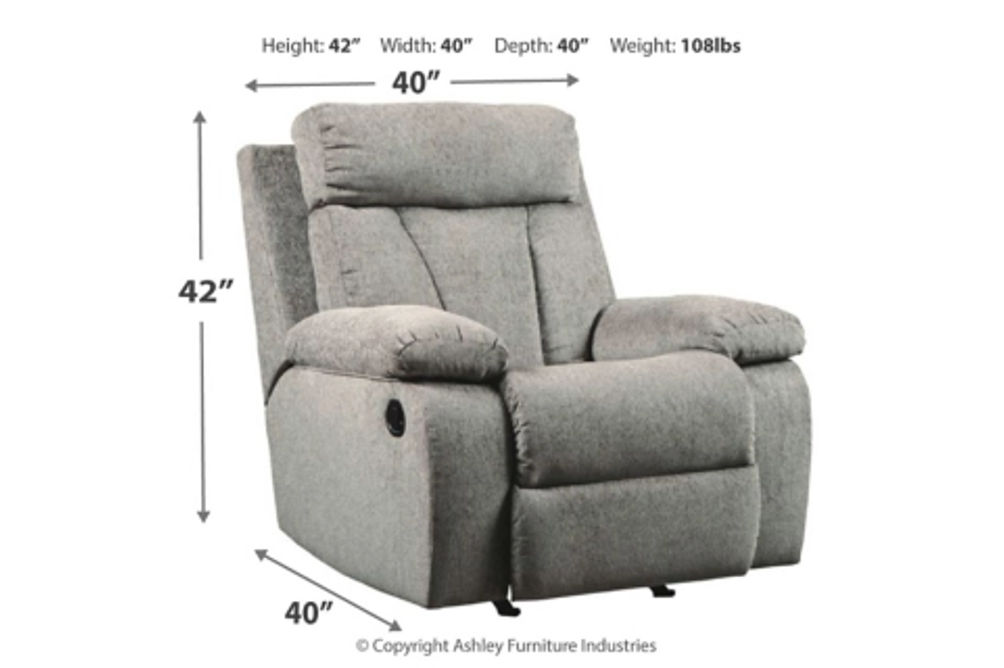 Signature Design by Ashley Mitchiner Reclining Sofa with Recliner-Fog