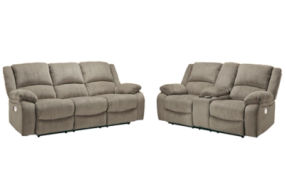 Signature Design by Ashley Draycoll Power Reclining Sofa and Loveseat-Pewter