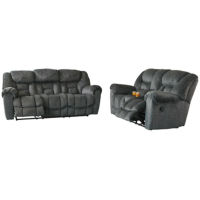 Signature Design by Ashley Capehorn Reclining Sofa and Loveseat-Granite