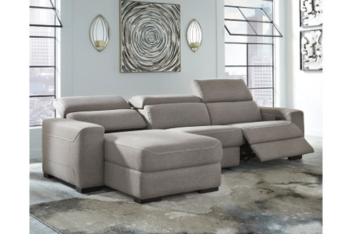 Signature Design by Ashley Mabton 3-Piece Power Reclining Sectional-Gray