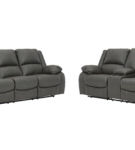 Signature Design by Ashley Calderwell Power Reclining Sofa and Loveseat-Gray