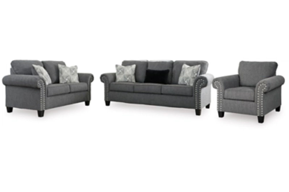 Benchcraft Agleno Sofa, Loveseat and Chair-Charcoal