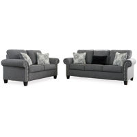 Benchcraft Agleno Sofa and Loveseat-Charcoal