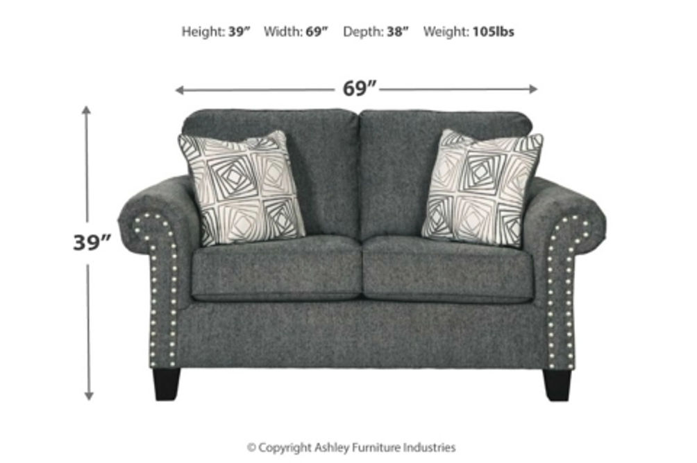 Benchcraft Agleno Sofa and Loveseat-Charcoal