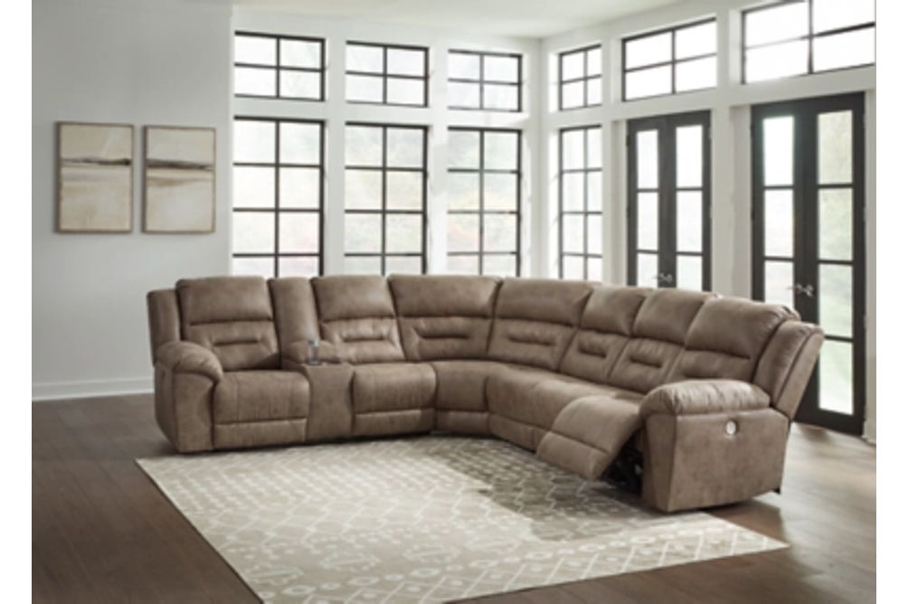 Signature Design by Ashley Ravenel 4-Piece Power Reclining Sectional-Fossil